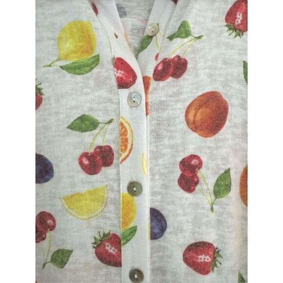 Nally & Millie Women's Fruit Print Hi-Low Button-up Shirt Blouse Multicolor S/M - Picture 2 of 4